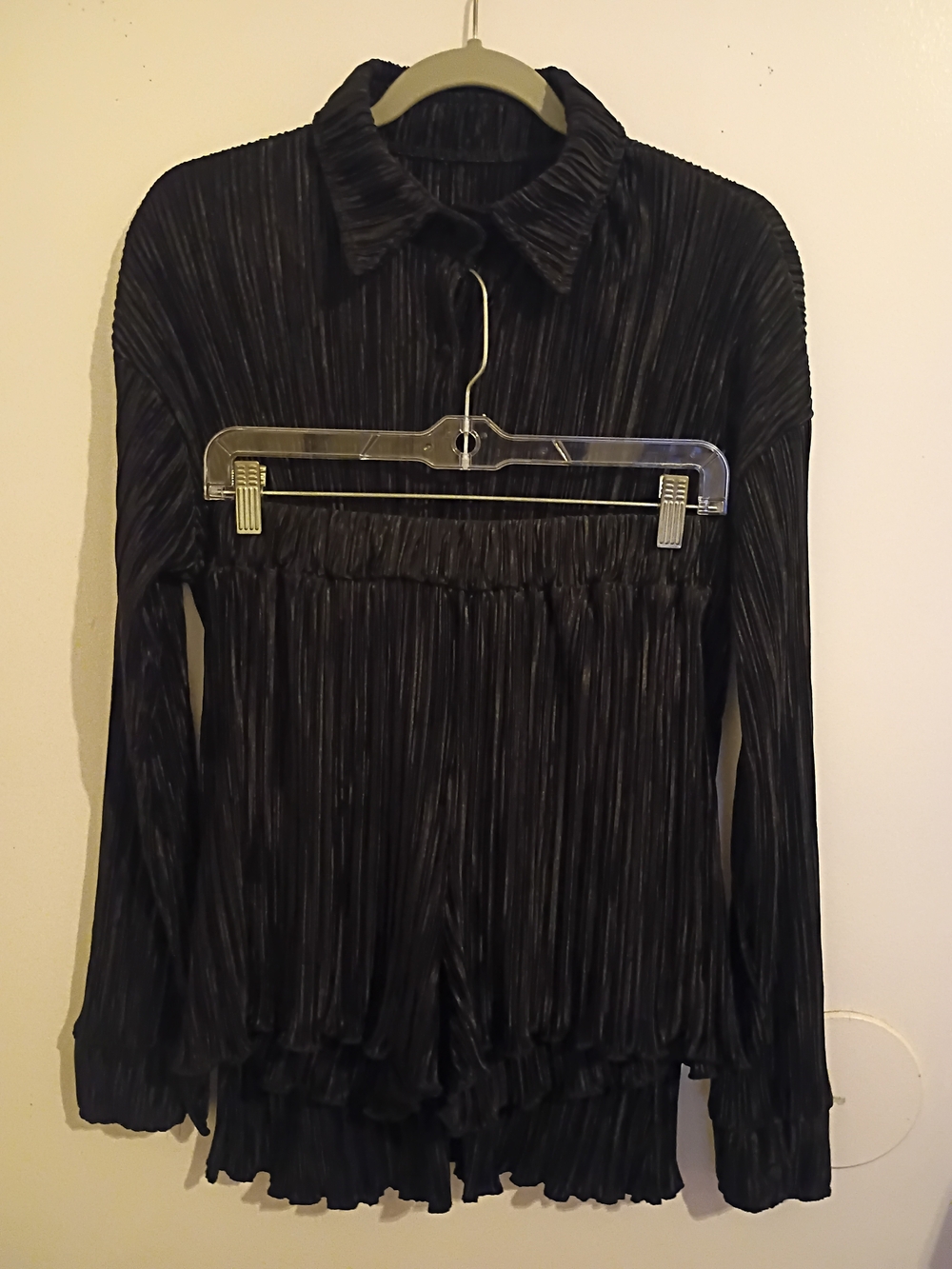 Source Unknown Black Pleated Short Set Goth Sz S